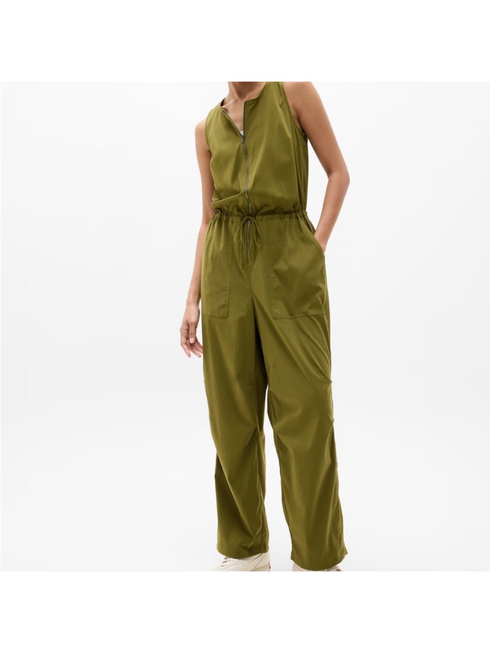 Athleta Olive Utility Sleeveless Zip Jumpsuit
